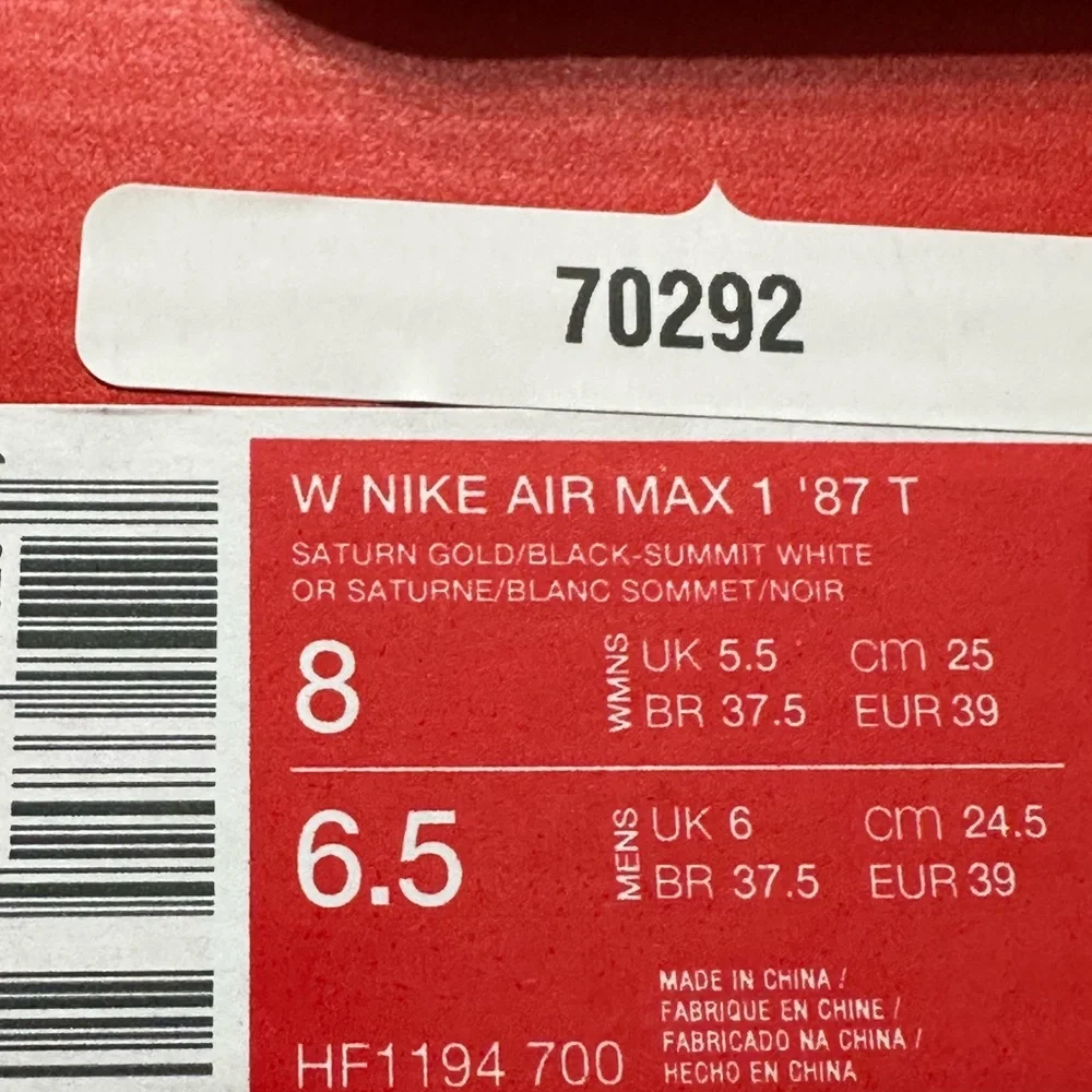 Nike Air Max 1 '87 Saturn Gold Black sneakers